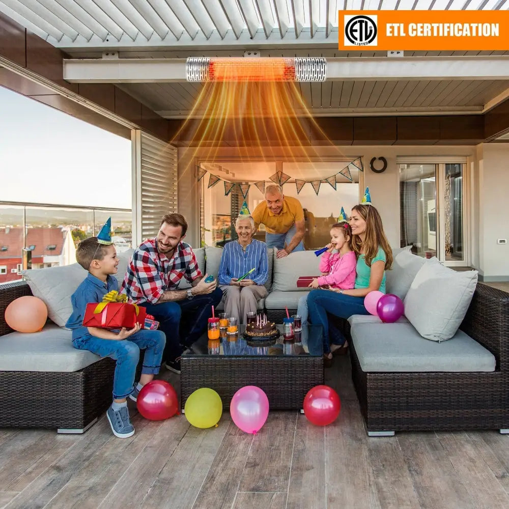 1500W Indoorand Outdoor Electric Heater with 2 Power Settings - Silver - Oasis Home Essentials