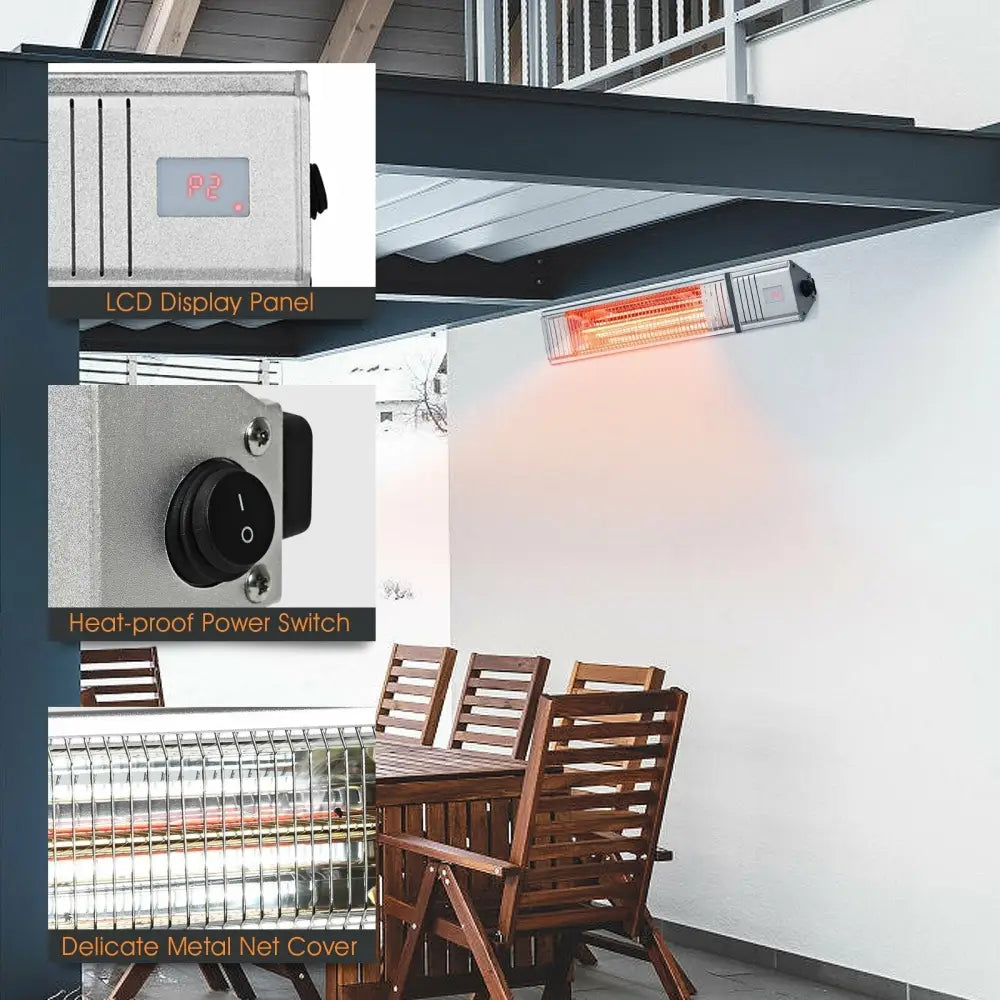 1500W Infrared Patio Heater with Remote Control and 24H Timer for Indoor and Outdoor - Oasis Home Essentials
