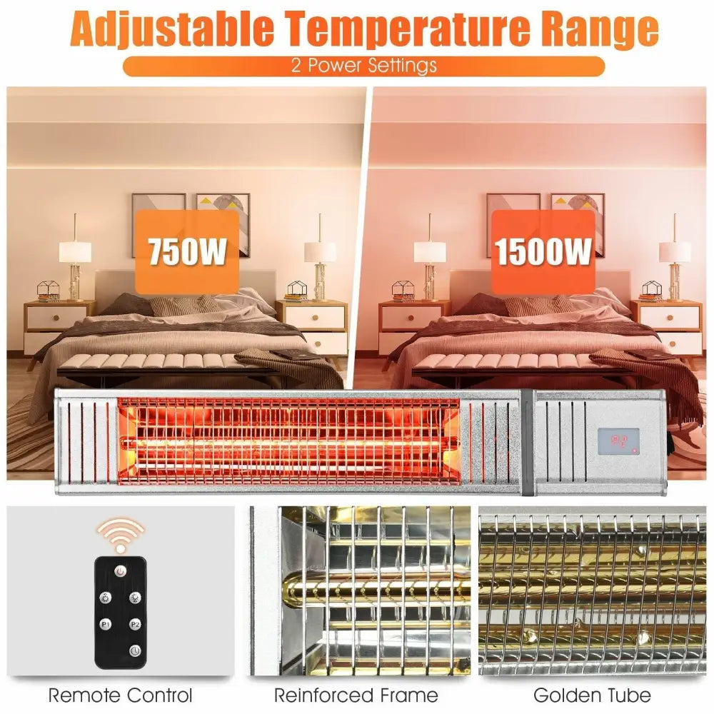 1500W Infrared Patio Heater with Remote Control and 24H Timer for Indoor and Outdoor - Oasis Home Essentials