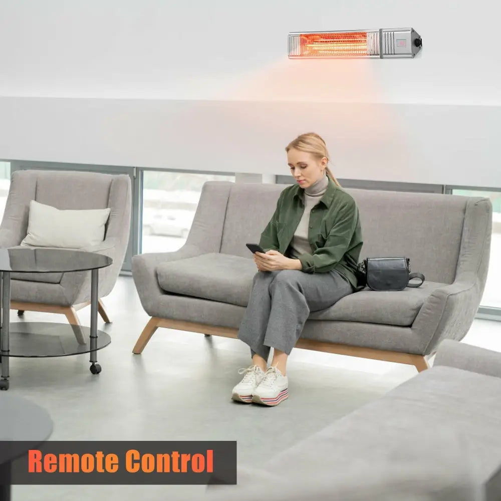 1500W Infrared Patio Heater with Remote Control and 24H Timer for Indoor and Outdoor - Oasis Home Essentials