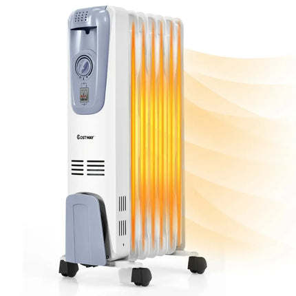 1500W Oil Filled Radiator with Thermostat and 4 Bottom Wheels - Oasis Home Essentials