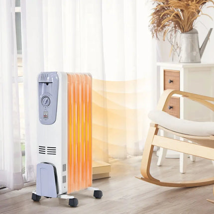 1500W Oil Filled Radiator with Thermostat and 4 Bottom Wheels - Oasis Home Essentials
