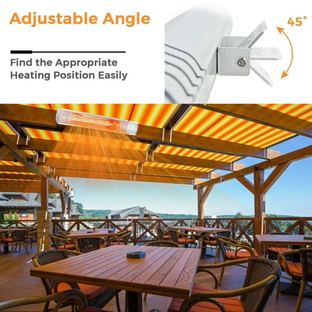 1500W Outdoor Electric Patio Heater with Remote Control - Silver - Oasis Home Essentials