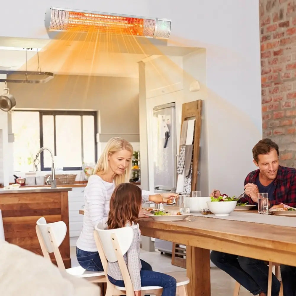 1500W Outdoor Electric Patio Heater with Remote Control - Silver - Oasis Home Essentials