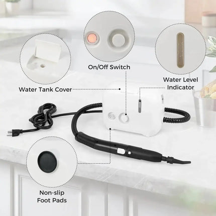 1500W Portable Steam Cleaner with 34 oz Water Tank-White Costway
