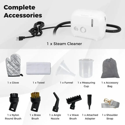 1500W Portable Steam Cleaner with 34 oz Water Tank-White Costway