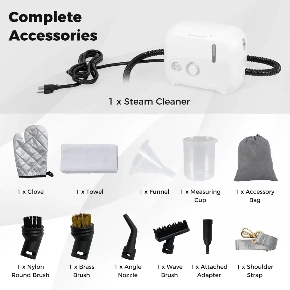 1500W Portable Steam Cleaner with 34 oz Water Tank-White Costway