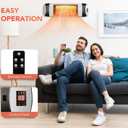 1500W Wall - Mounted Electric Heater Patio Infrared Heater with Remote Control - Oasis Home Essentials
