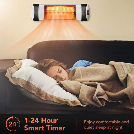 1500W Wall - Mounted Electric Heater Patio Infrared Heater with Remote Control - Oasis Home Essentials