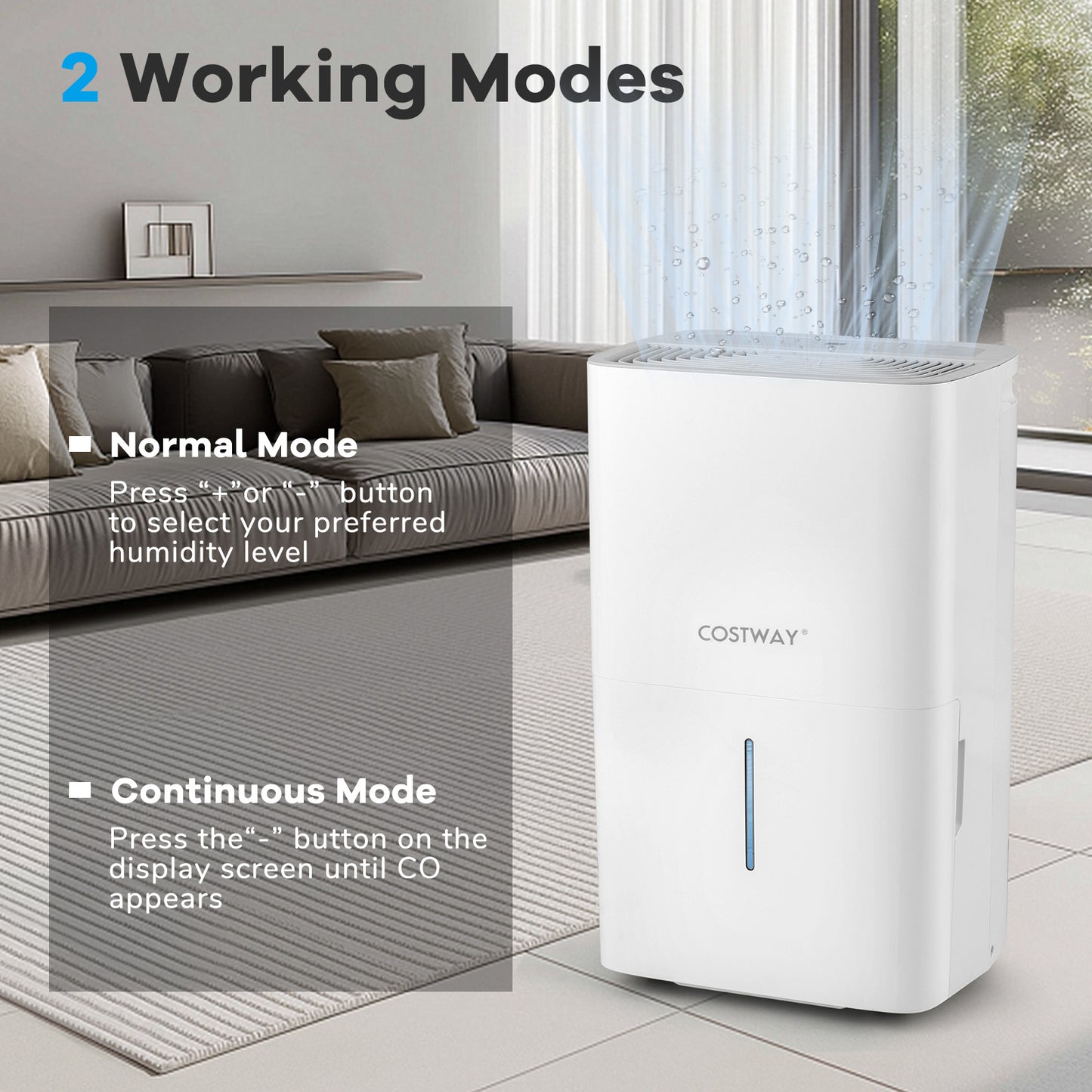 150 Pints Dehumidifier with 24H Timer and LED Display-White