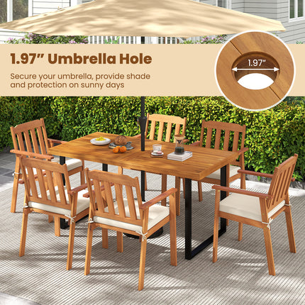 Acacia Wood Dining Table for 6 People Wooden Rectangular Table