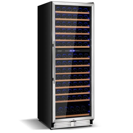 154 - Bottle Freestanding Wine Cooler Refrigerator Dual Zone Wine Cellar with Dual Temperature Control - Silver - Oasis Home Essentials