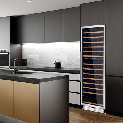154 - Bottle Freestanding Wine Cooler Refrigerator Dual Zone Wine Cellar with Dual Temperature Control - Silver - Oasis Home Essentials