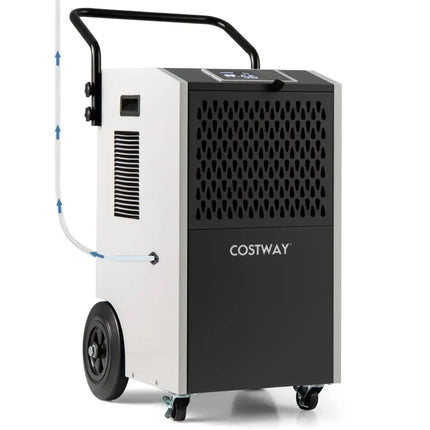154 Pints Commercial Dehumidifier with Pump and Drain Hoses-White - White - Dehumidifiers