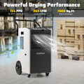154 Pints Commercial Dehumidifier with Pump and Drain Hoses-White - White - Dehumidifiers