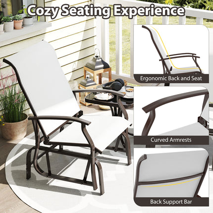 Outdoor Glider Chairs Set of 2 with Ergonomic Backrest and Seat-Beige