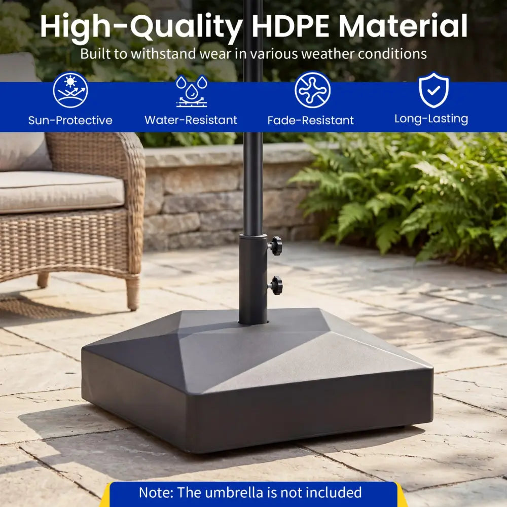 154lbs Mobile Fillable Patio Umbrella Base with 4 Wheels - Outdoor Umbrella Bases