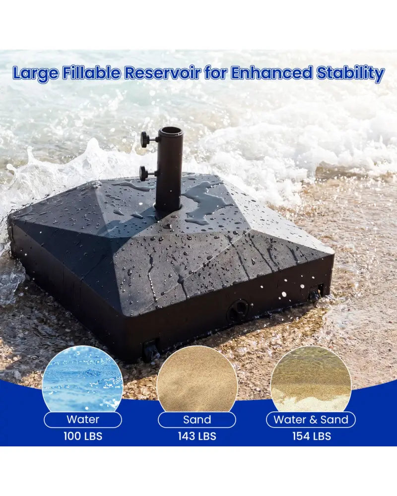 154lbs Mobile Fillable Patio Umbrella Base with 4 Wheels - Outdoor Umbrella Bases