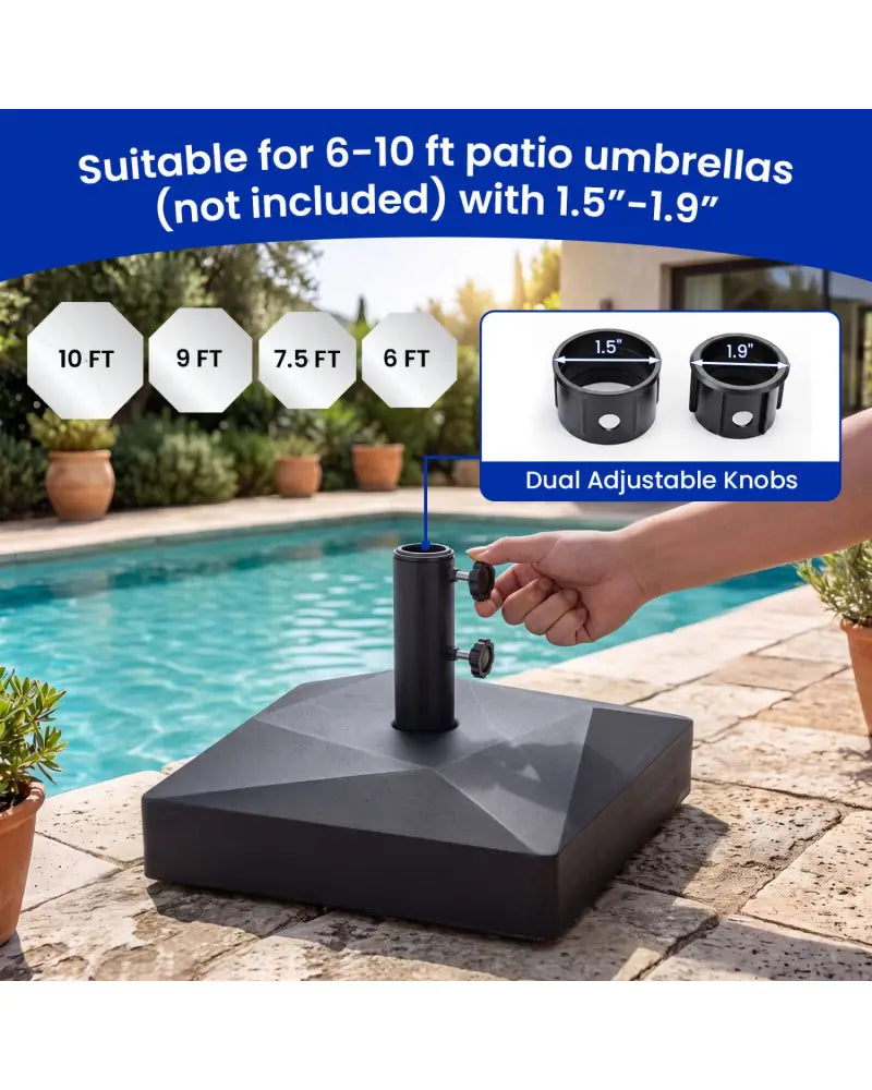 154lbs Mobile Fillable Patio Umbrella Base with 4 Wheels - Outdoor Umbrella Bases