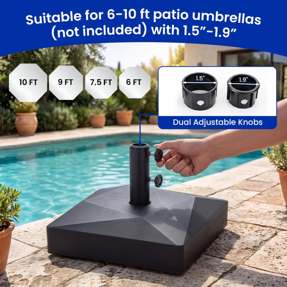 154lbs Mobile Fillable Patio Umbrella Base with 4 Wheels - Outdoor Umbrella Bases