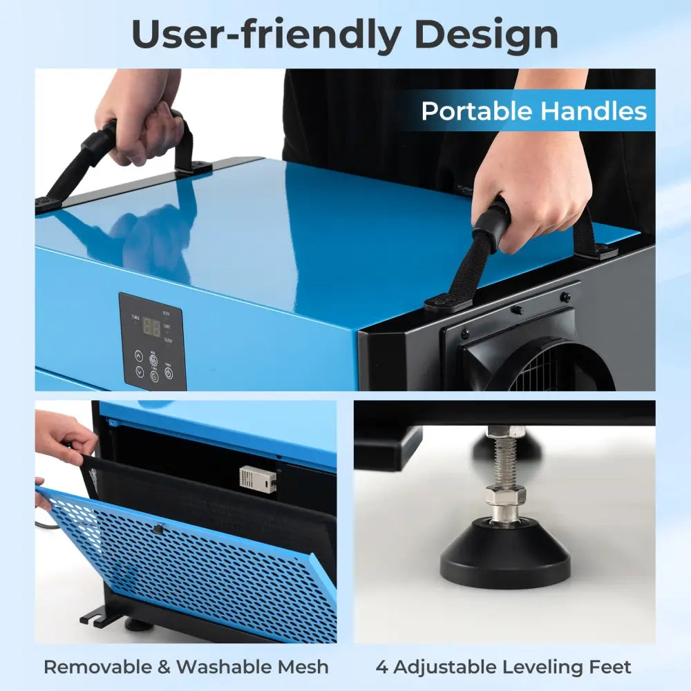 155 Pint Crawl Space Dehumidifier with 3 Modes and 24H Timer-Blue - Blue - Dehumidifiers