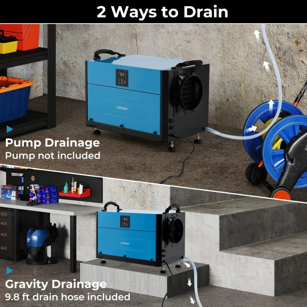 155 Pint Crawl Space Dehumidifier with 3 Modes and 24H Timer-Blue - Blue - Dehumidifiers