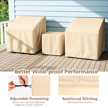 Patio Furniture Covers Waterproof Outdoor Conversation Covers for 3 Pieces Bistro Set-Beige