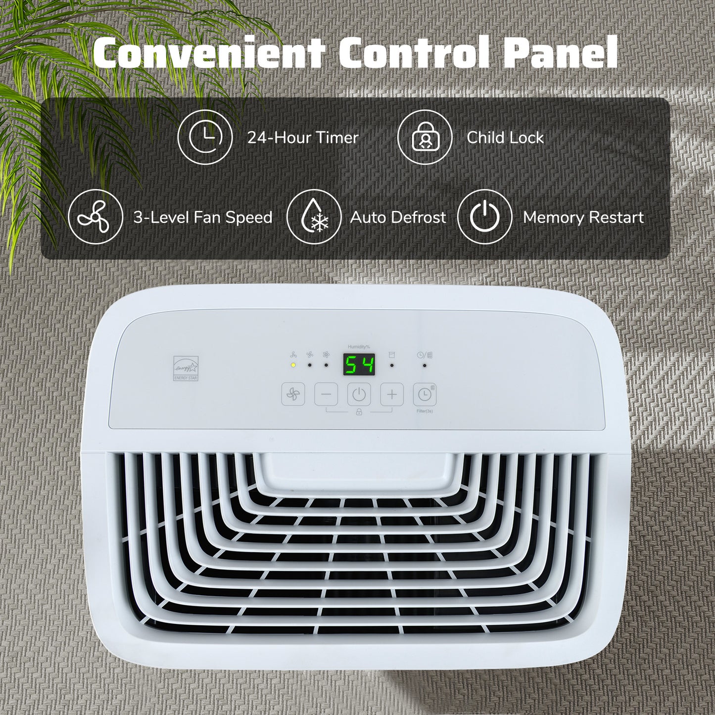 65 Pints Dehumidifier with 24H Timer and LED Display-White