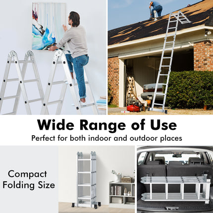 15 Feet Folding Aluminum Ladder with Safe Locking Hinge