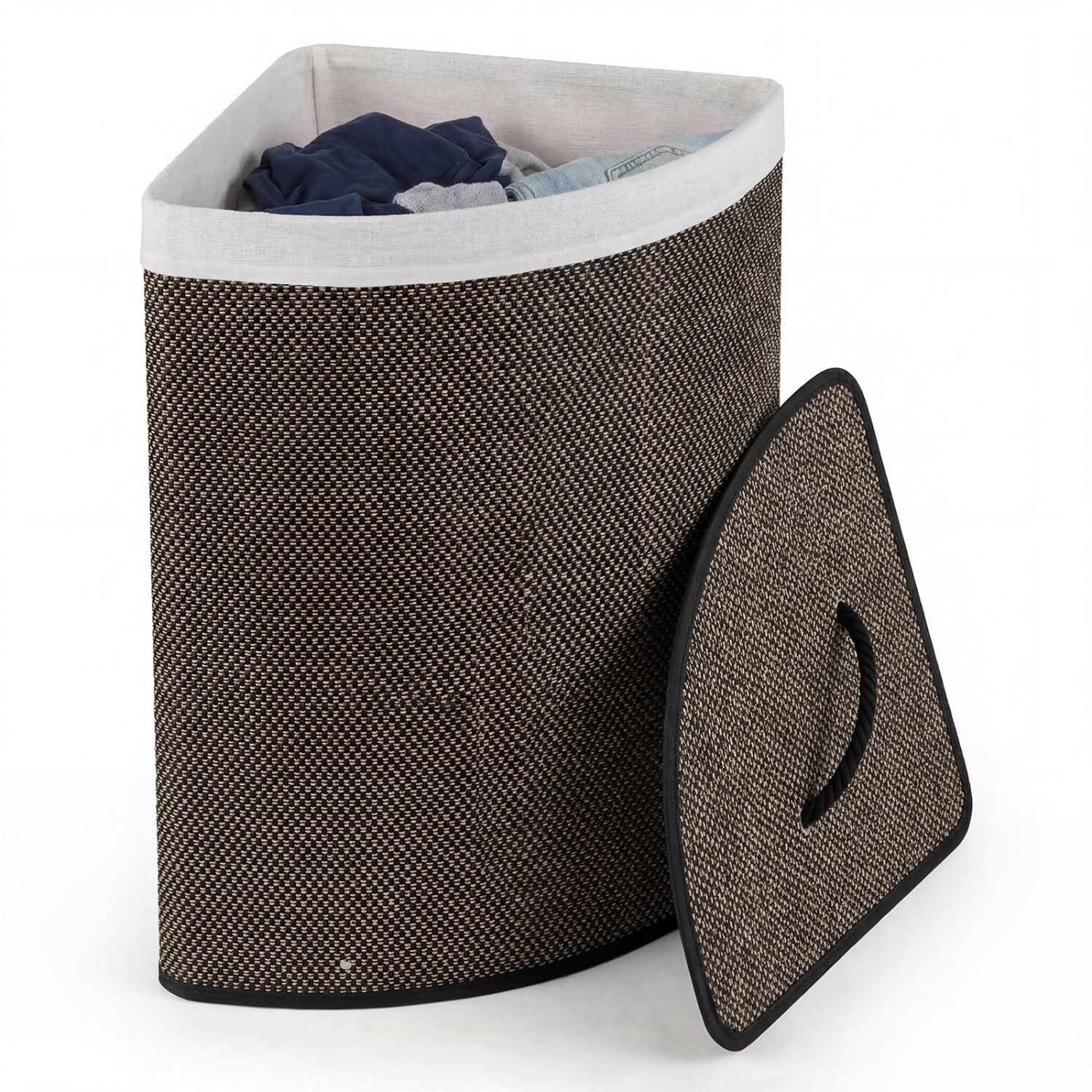 15 Gal Capacity Bamboo Laundry Hamper with Removable Liner-Black