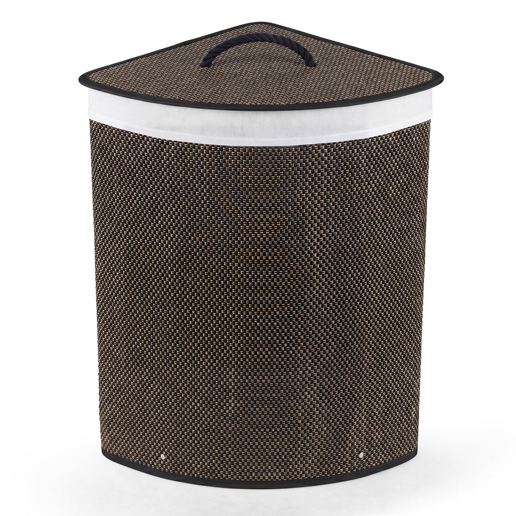 15 Gal Capacity Bamboo Laundry Hamper with Removable Liner-Black