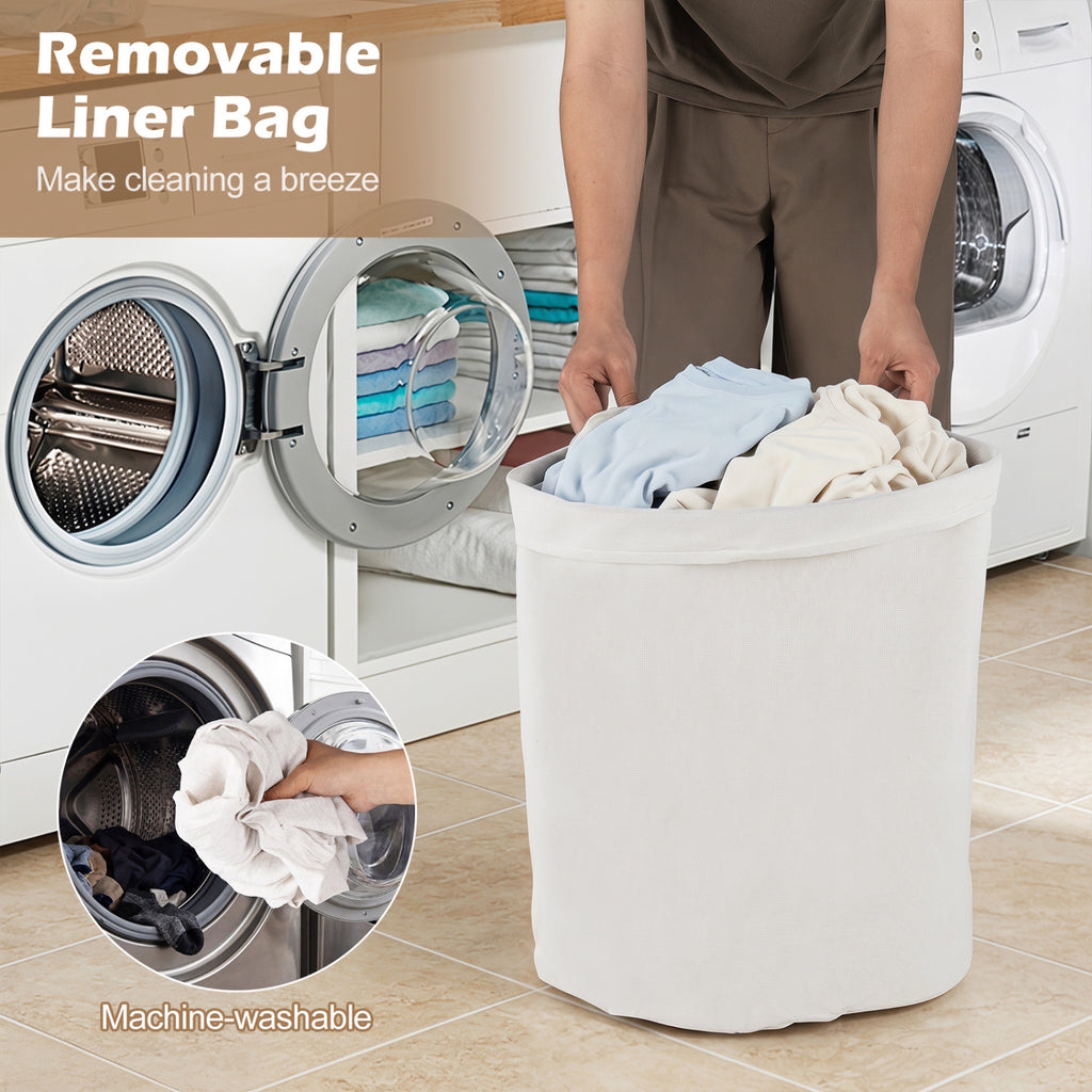 15 Gal Capacity Bamboo Laundry Hamper with Removable Liner-Black