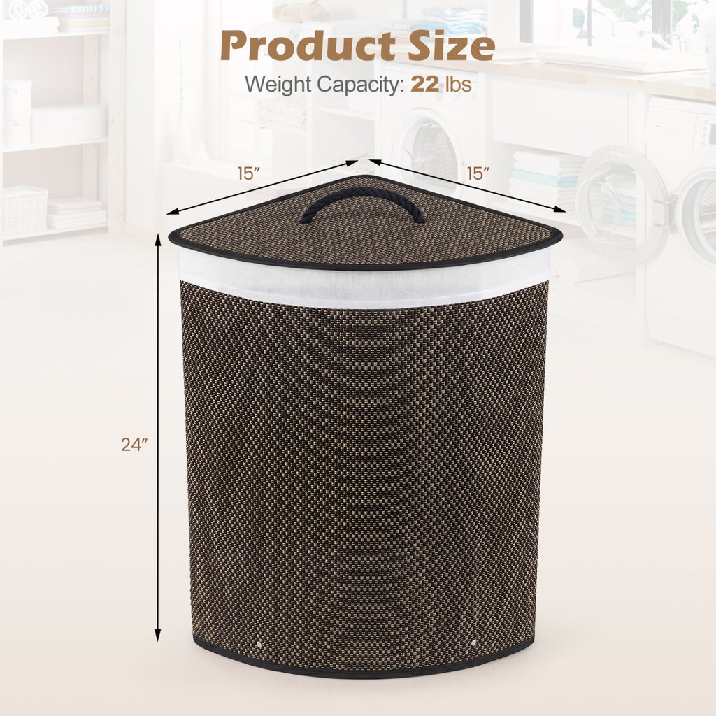15 Gal Capacity Bamboo Laundry Hamper with Removable Liner-Black