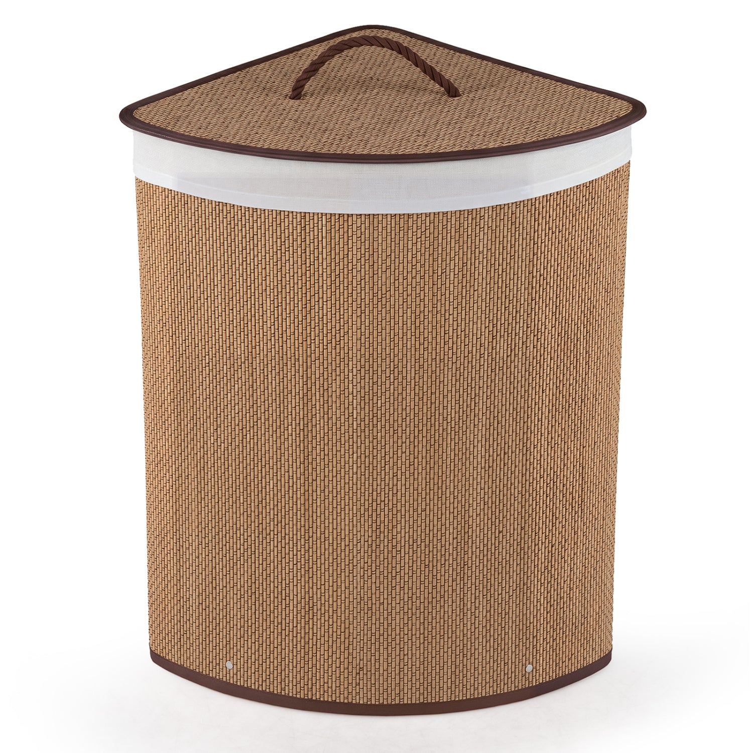 15 Gal Capacity Bamboo Laundry Hamper with Removable Liner-Brown