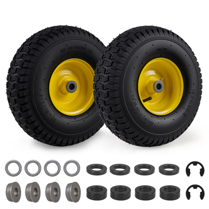 15 x 6.00-6 Tube-type Tires & Wheels 2 Pack 4 PR Tires-Yellow