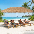 15 x 9 FT Double-sided Thatched Tiki Patio Umbrella with Crank Handle and 12 Sturdy Ribs-Brown