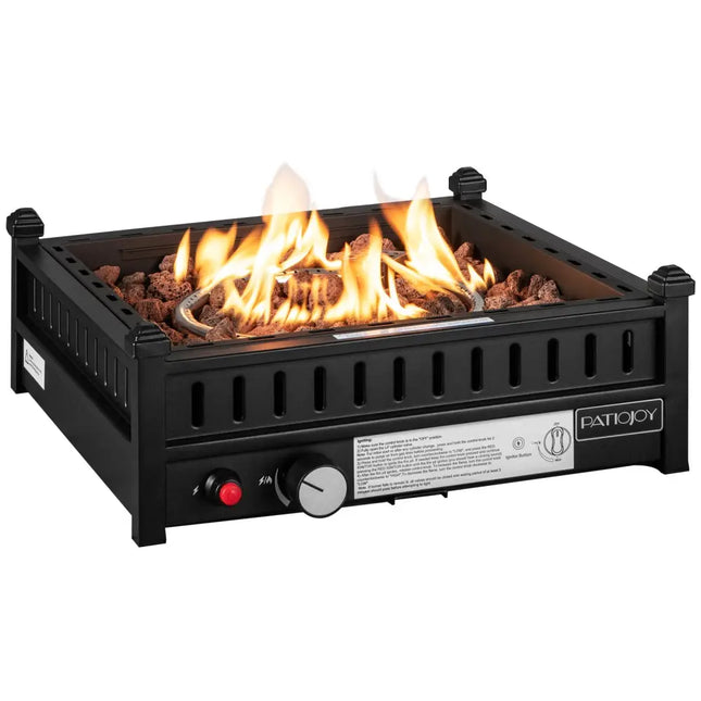 16.5 Inch Tabletop Propane Fire Pit with Simple Ignition System-Black - Black - Fire Pit Tables