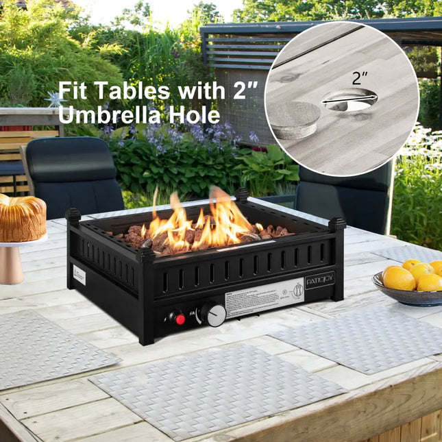 16.5 Inch Tabletop Propane Fire Pit with Simple Ignition System-Black - Black - Fire Pit Tables