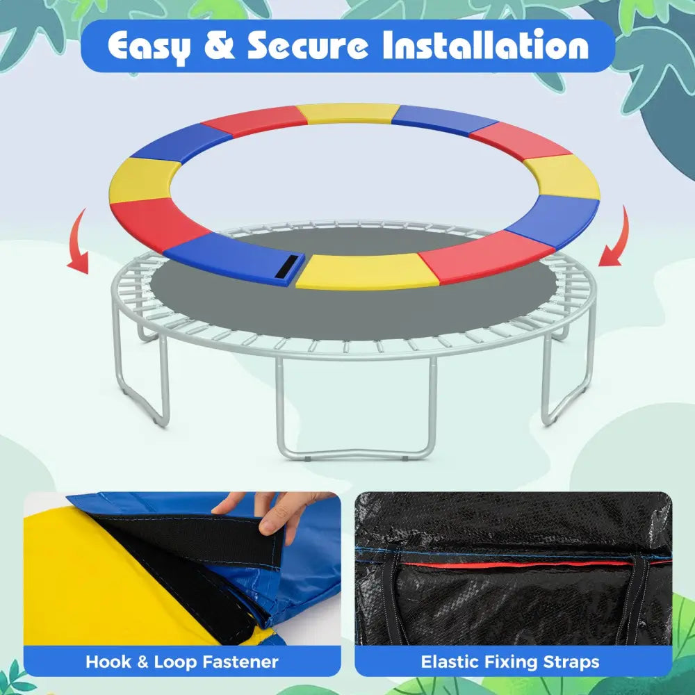 16 Feet Trampoline Pad Replacement Safety Pad with Fixing Straps (Multicolor) - Multicolor - Outdoor Play
