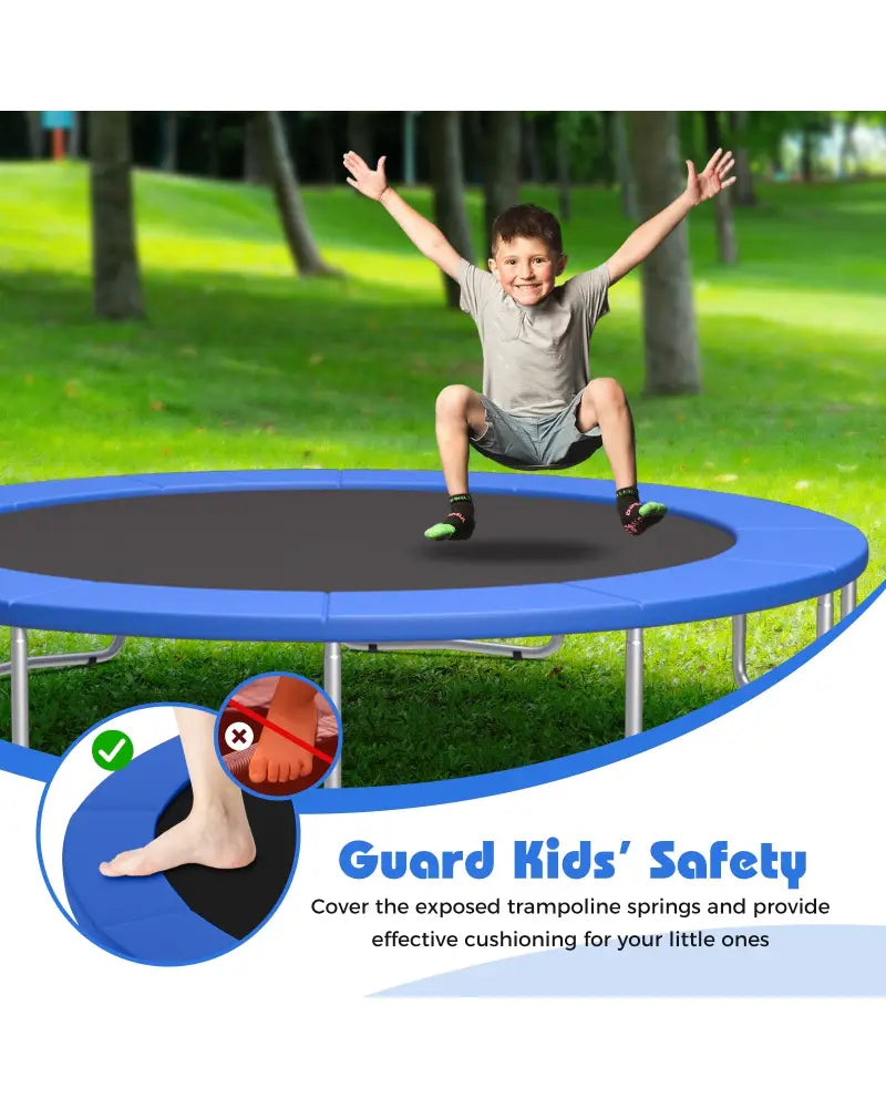 16 Feet Trampoline Pad Replacement Safety Pad with Fixing Straps (Blue) - Blue - Outdoor Play