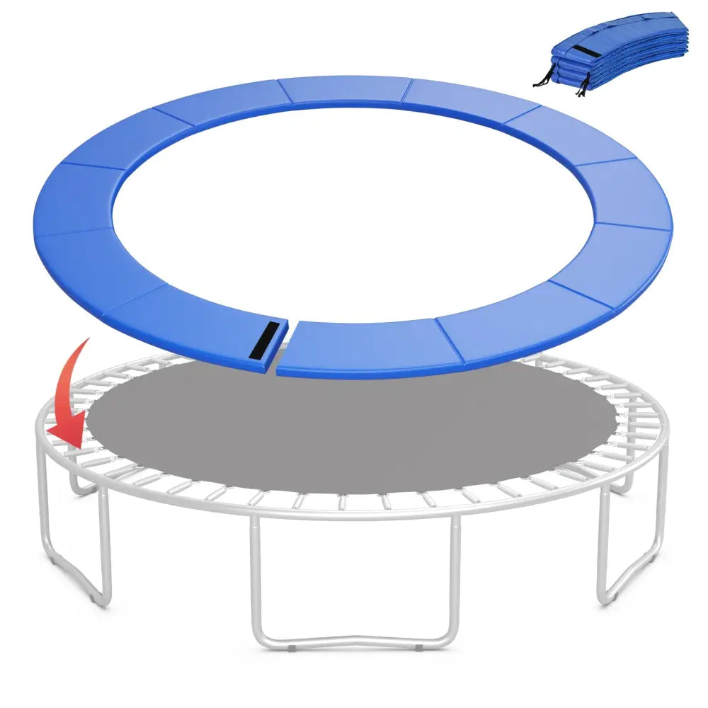 16 Feet Trampoline Pad Replacement Safety Pad with Fixing Straps (Blue) - Blue - Outdoor Play