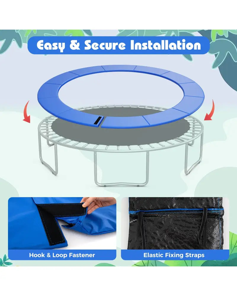 16 Feet Trampoline Pad Replacement Safety Pad with Fixing Straps (Blue) - Blue - Outdoor Play