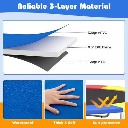16 Feet Trampoline Pad Replacement Safety Pad with Fixing Straps (Blue) - Blue - Outdoor Play