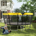 16 FT Outdoor Trampoline ASTM Compliant Recreational Trampoline with Non-Slip Ladder-Yellow - Yellow - Trampolines