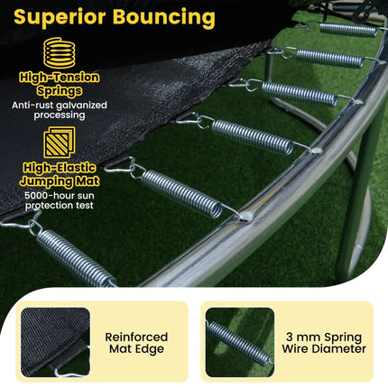 16 FT Outdoor Trampoline ASTM Compliant Recreational Trampoline with Non-Slip Ladder-Yellow - Yellow - Trampolines
