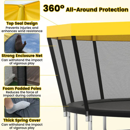 16 FT Outdoor Trampoline ASTM Compliant Recreational Trampoline with Non-Slip Ladder-Yellow - Yellow - Trampolines