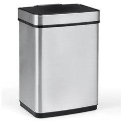 16 Gallon Trash Can Infrared Motion Sensor Garbage Can with Dual Compartments-Silver - Silver - Kitchen Trash Cans
