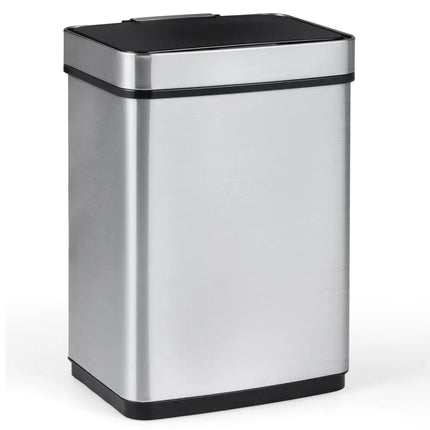 16 Gallon Trash Can Infrared Motion Sensor Garbage Can with Dual Compartments-Silver - Silver - Kitchen Trash Cans