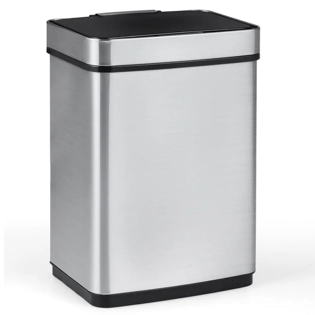 16 Gallon Trash Can Infrared Motion Sensor Garbage Can with Dual Compartments-Silver - Silver - Kitchen Trash Cans