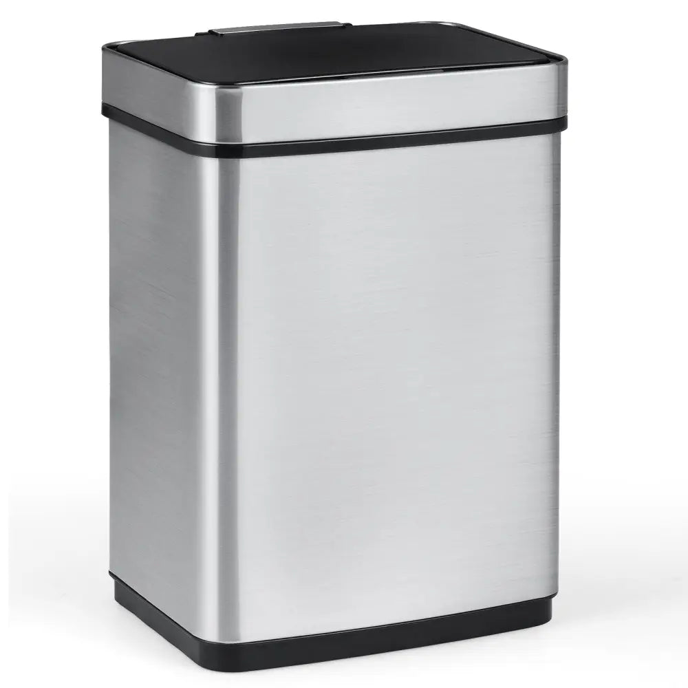 16 Gallon Trash Can Infrared Motion Sensor Garbage Can with Dual Compartments-Silver - Silver - Kitchen Trash Cans